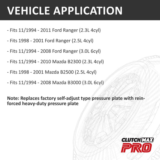 Heavy Duty Clutch Kit for Ranger Mazda B-Series 2.3L–3.0L 1995–2011