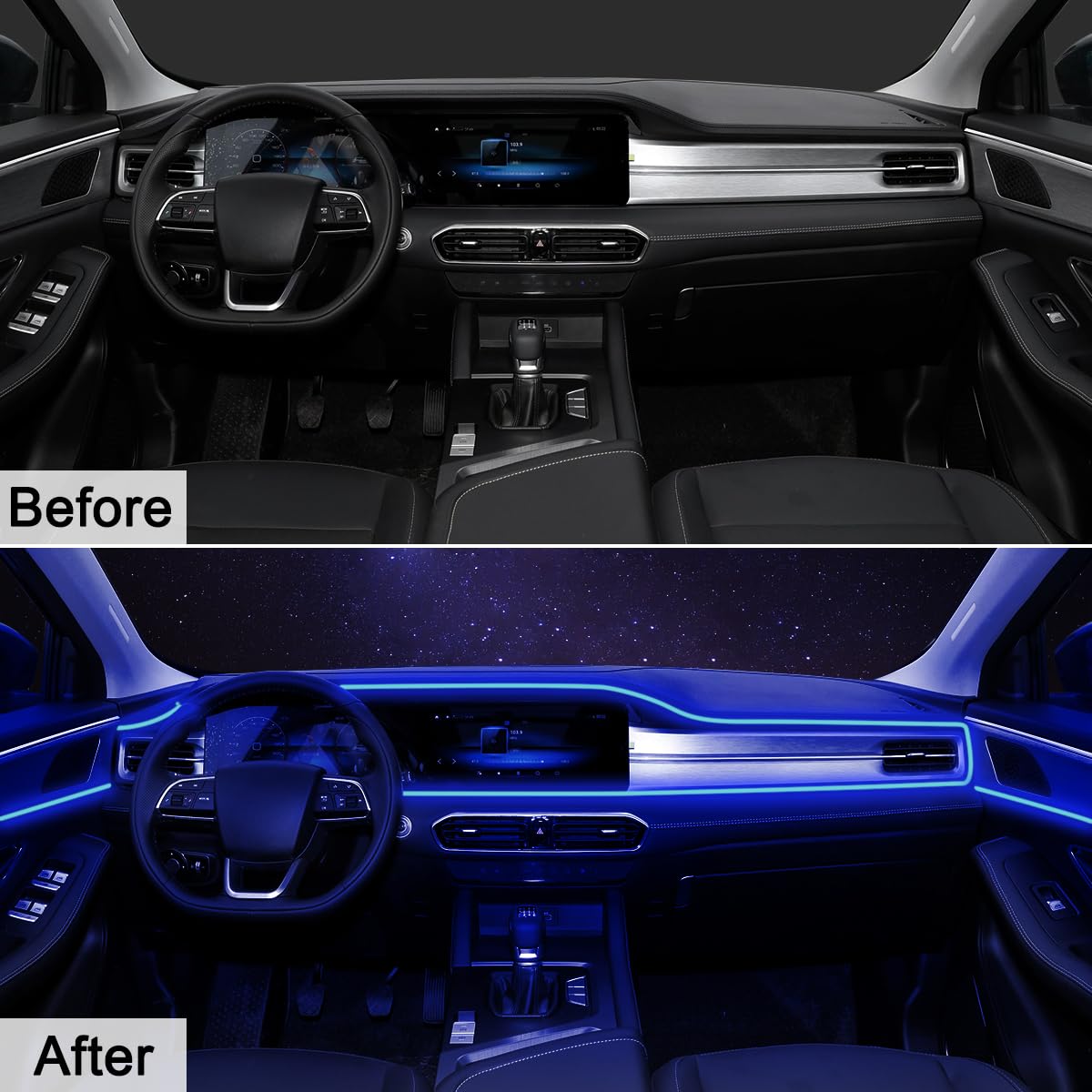 5 in 1 Interior Car LED Strip Lights APP Control