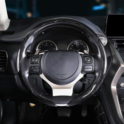 Carbon Fiber Steering Wheel Covers 3 Piece Clip on Steering Wheel Cover