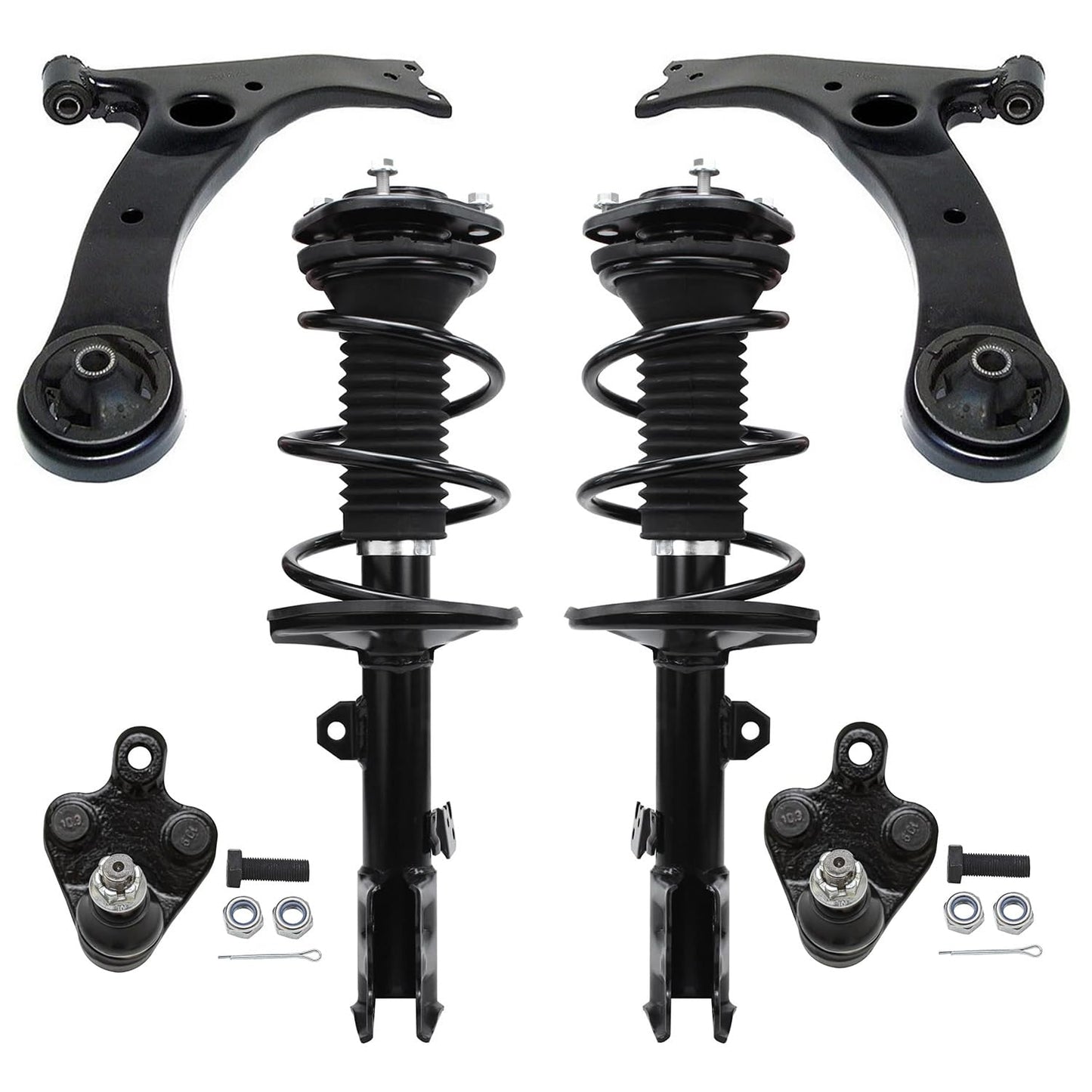 Front & Rear Suspension Kit with Struts Control Arms & Tie Rods for Camaro 2011–2012
