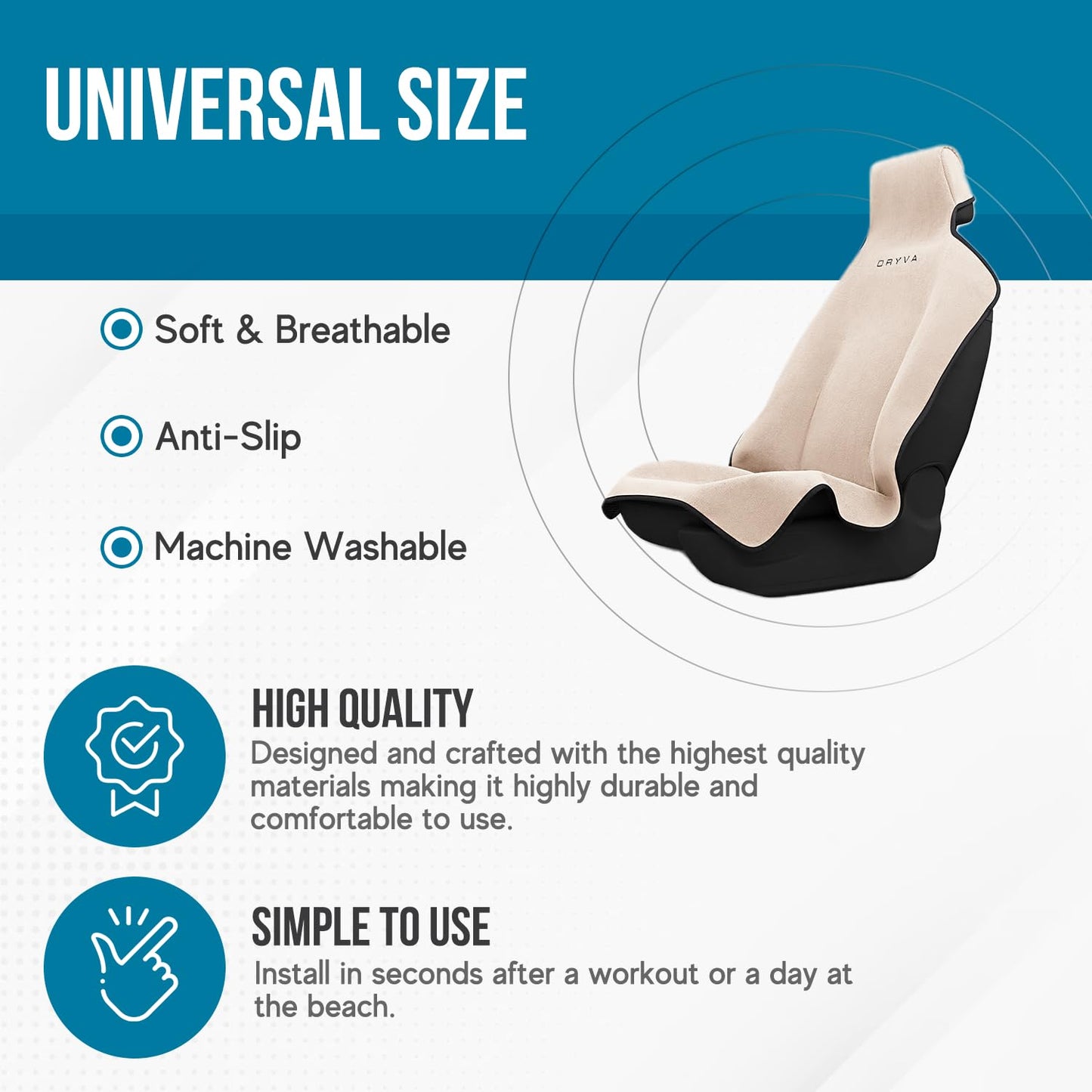 Waterproof Microfiber Seat Cover Towel Universal Fit Non-Slip Machine Washable