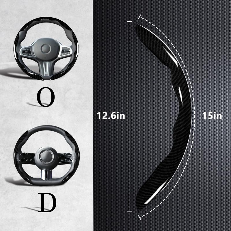 Carbon Fiber Steering Wheel Covers 3 Piece Clip on Steering Wheel Cover