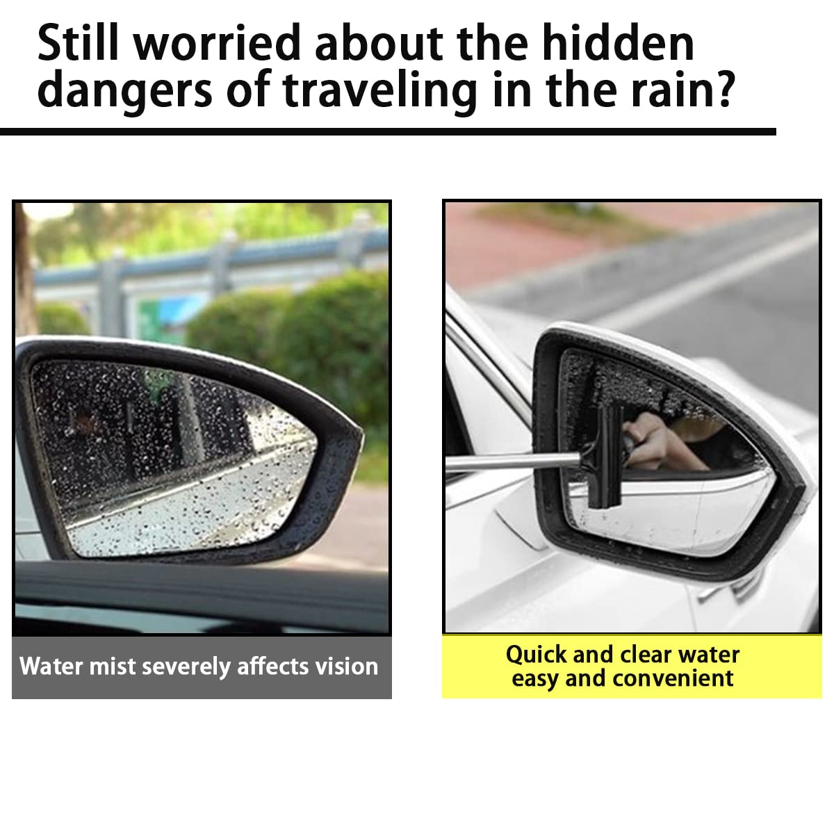 Retractable Rearview Mirror Wiper with Telescopic Rod Water Cleaning Tool