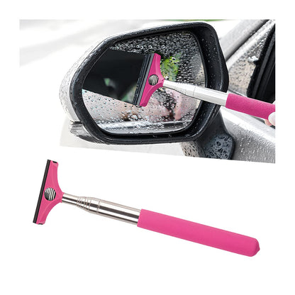Retractable Rearview Mirror Wiper with Telescopic Rod Water Cleaning Tool
