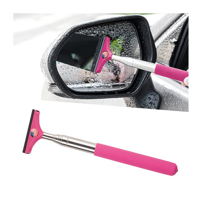 Retractable Rearview Mirror Wiper with Telescopic Rod Water Cleaning Tool