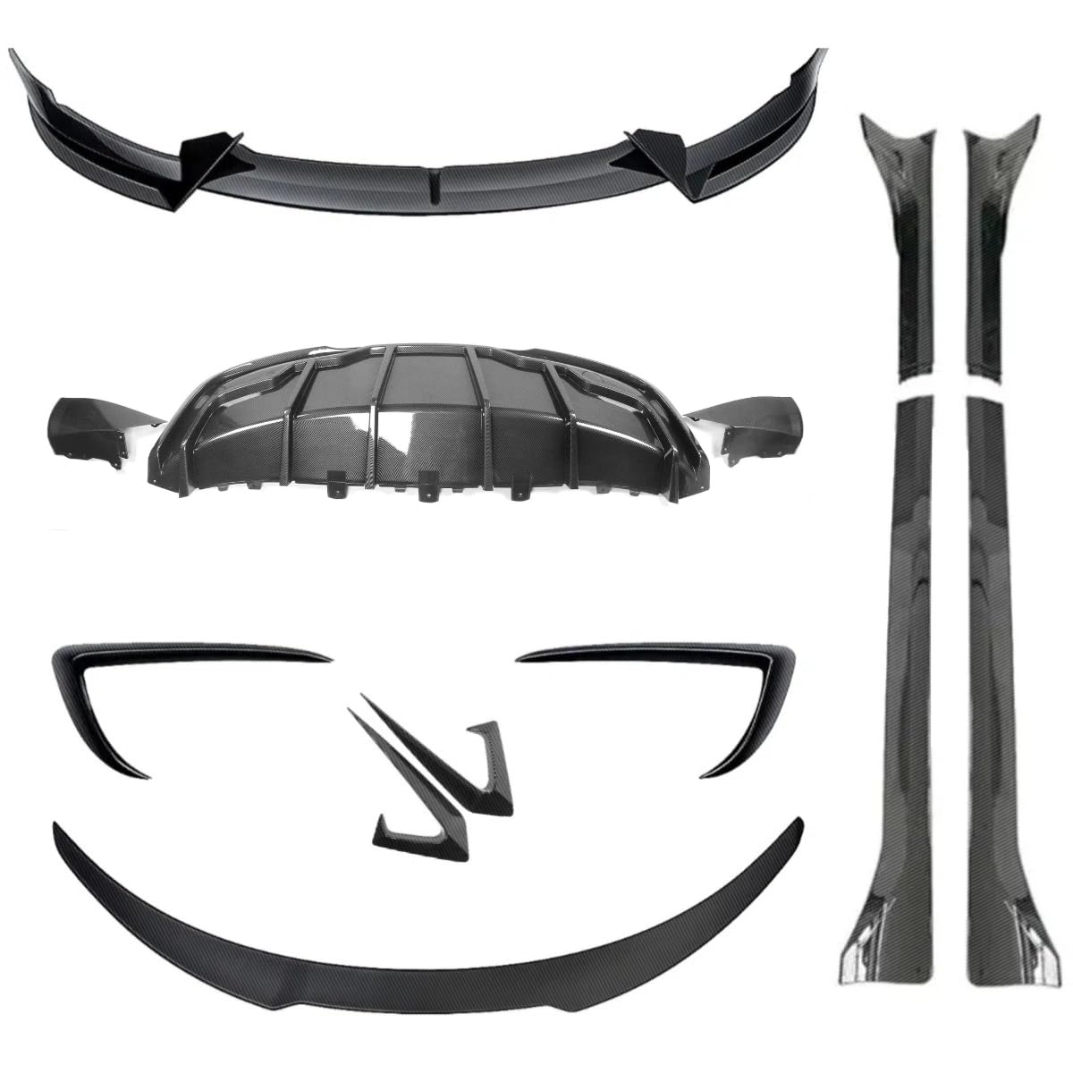 Full Aero Body Kit Package with Splitter Side Skirts Diffuser & Spoiler for Model Y 2019–2024