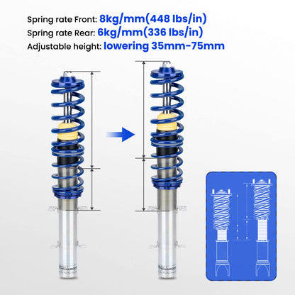 Height Adjustable Coilover Suspension Kit for Golf Jetta Beetle FWD 1997–2010