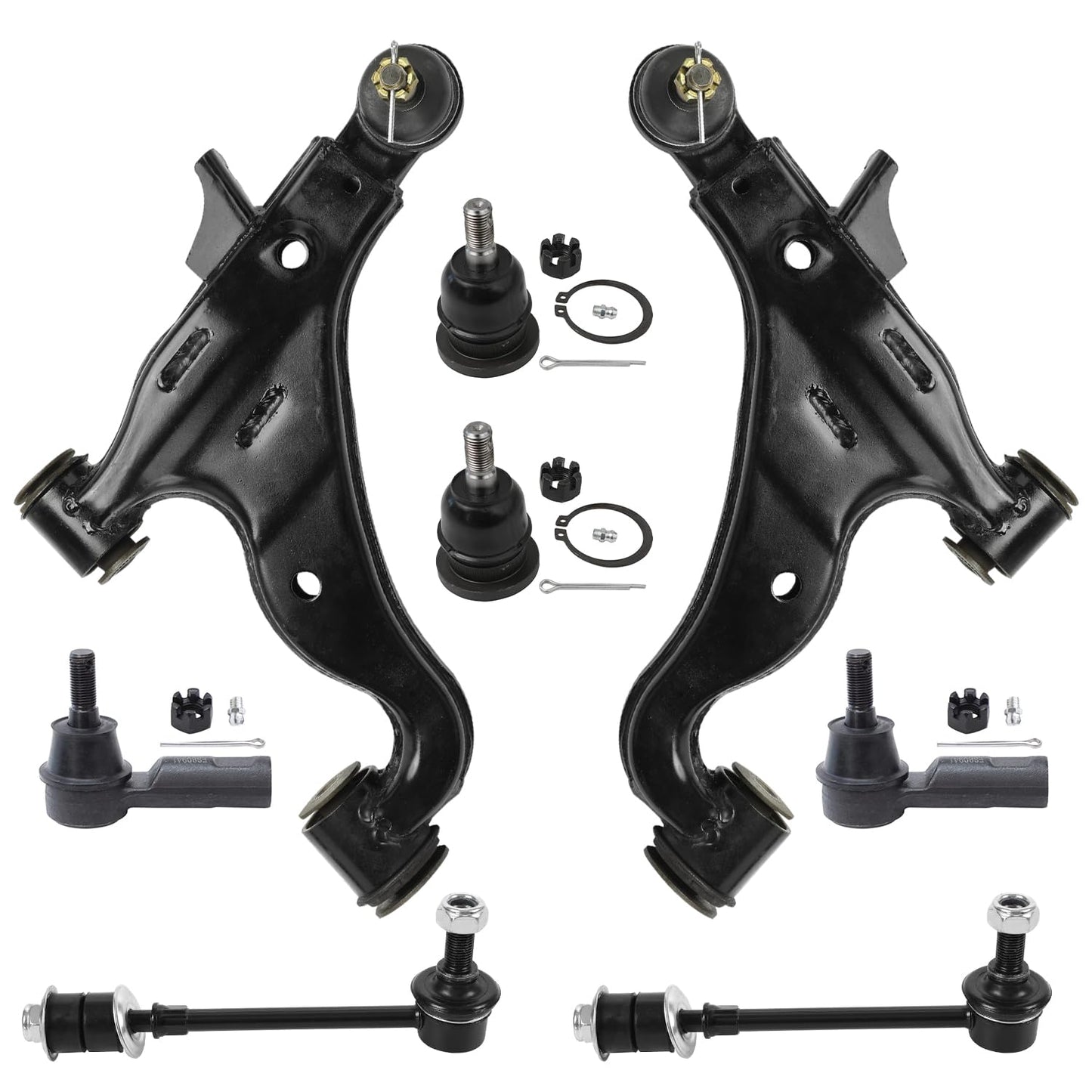 8-Piece Front Suspension Kit with Control Arms Ball Joints & Sway Bar Links for 2WD