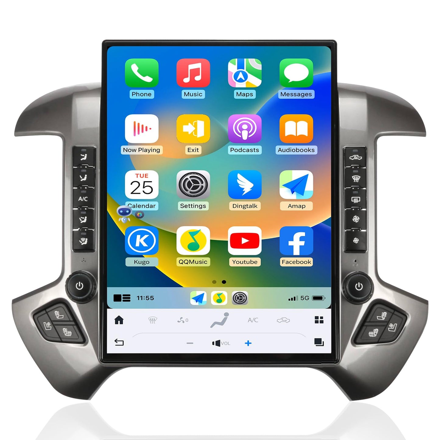 15.6" Touchscreen Car Stereo Head Unit with CarPlay Android Auto GPS for Silverado Sierra 2014–2019