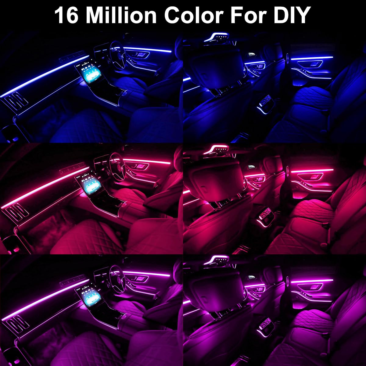 5 in 1 Interior Car LED Strip Lights APP Control