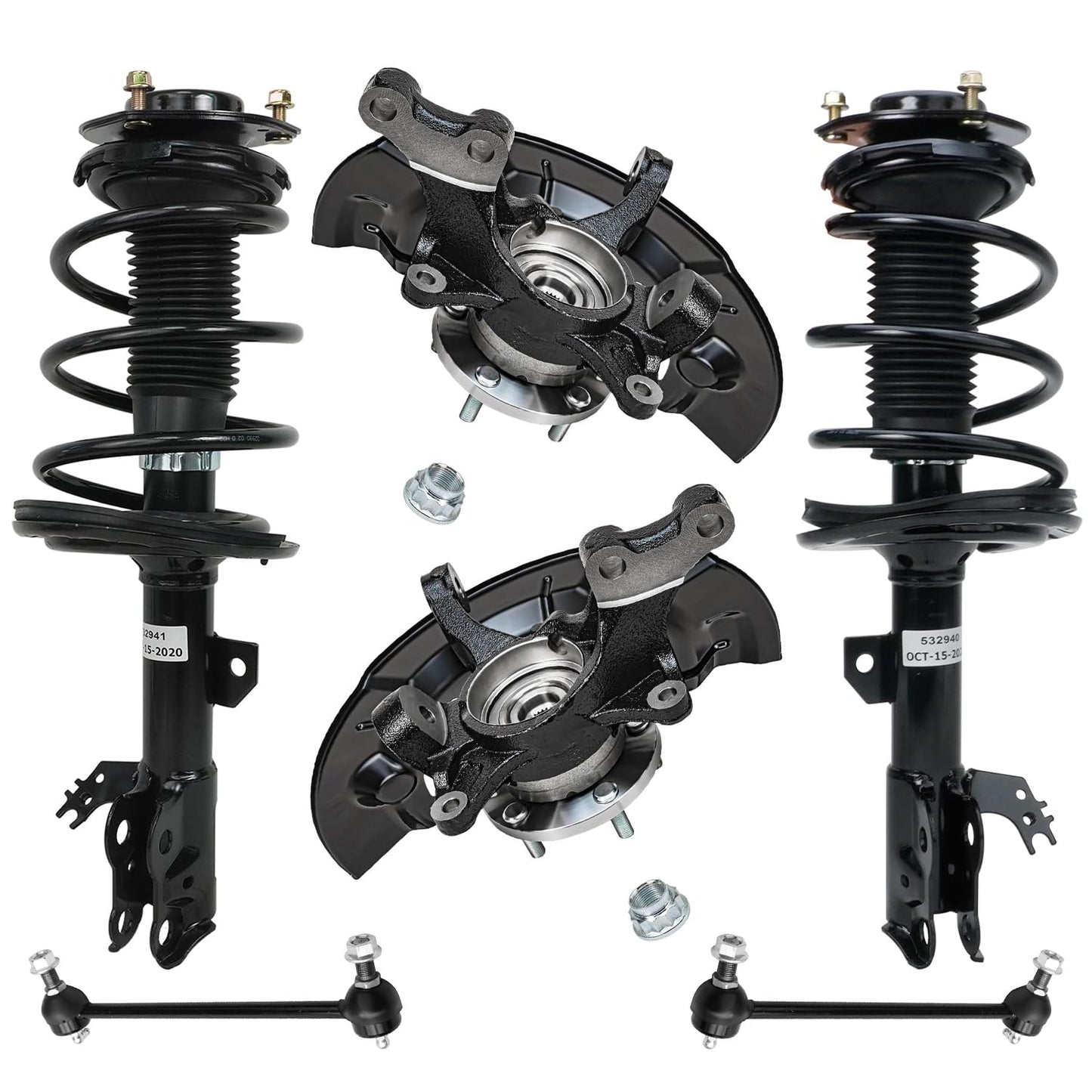 Front & Rear Suspension Kit with Struts Control Arms & Tie Rods for Camaro 2011–2012