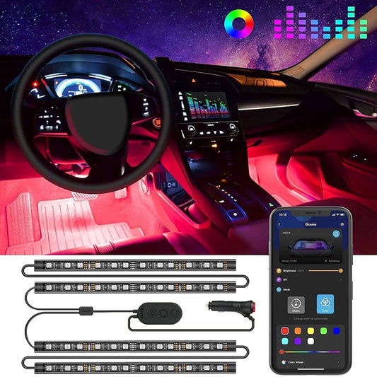 Smart Interior RGB LED Light Kit with App Control Music Mode 12V
