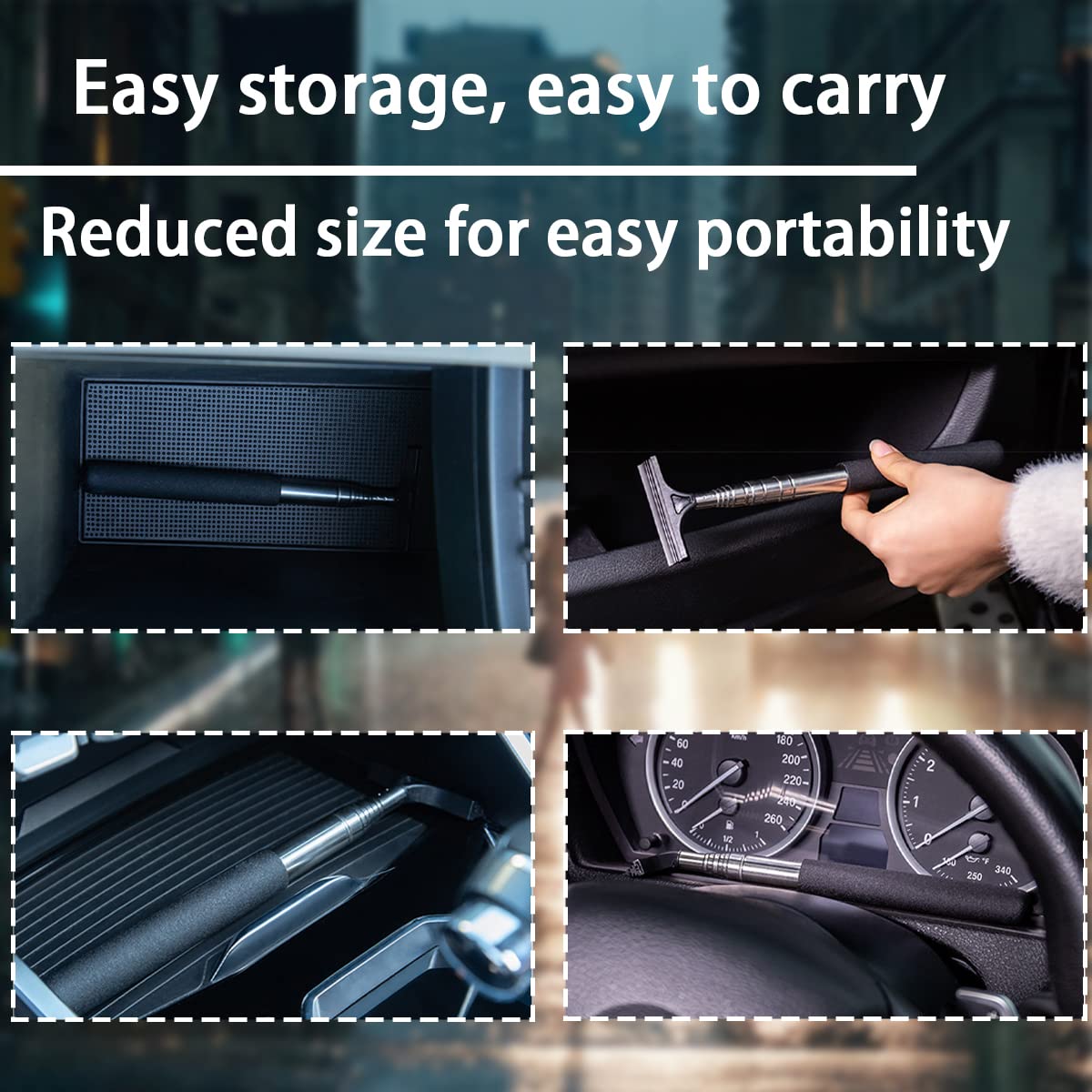 Retractable Rearview Mirror Wiper with Telescopic Rod Water Cleaning Tool