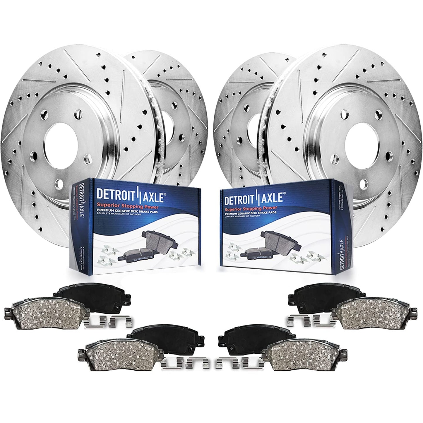 Front & Rear Brake Kit with Drilled Slotted Rotors & Ceramic Pads for Camaro V6 2010–2015