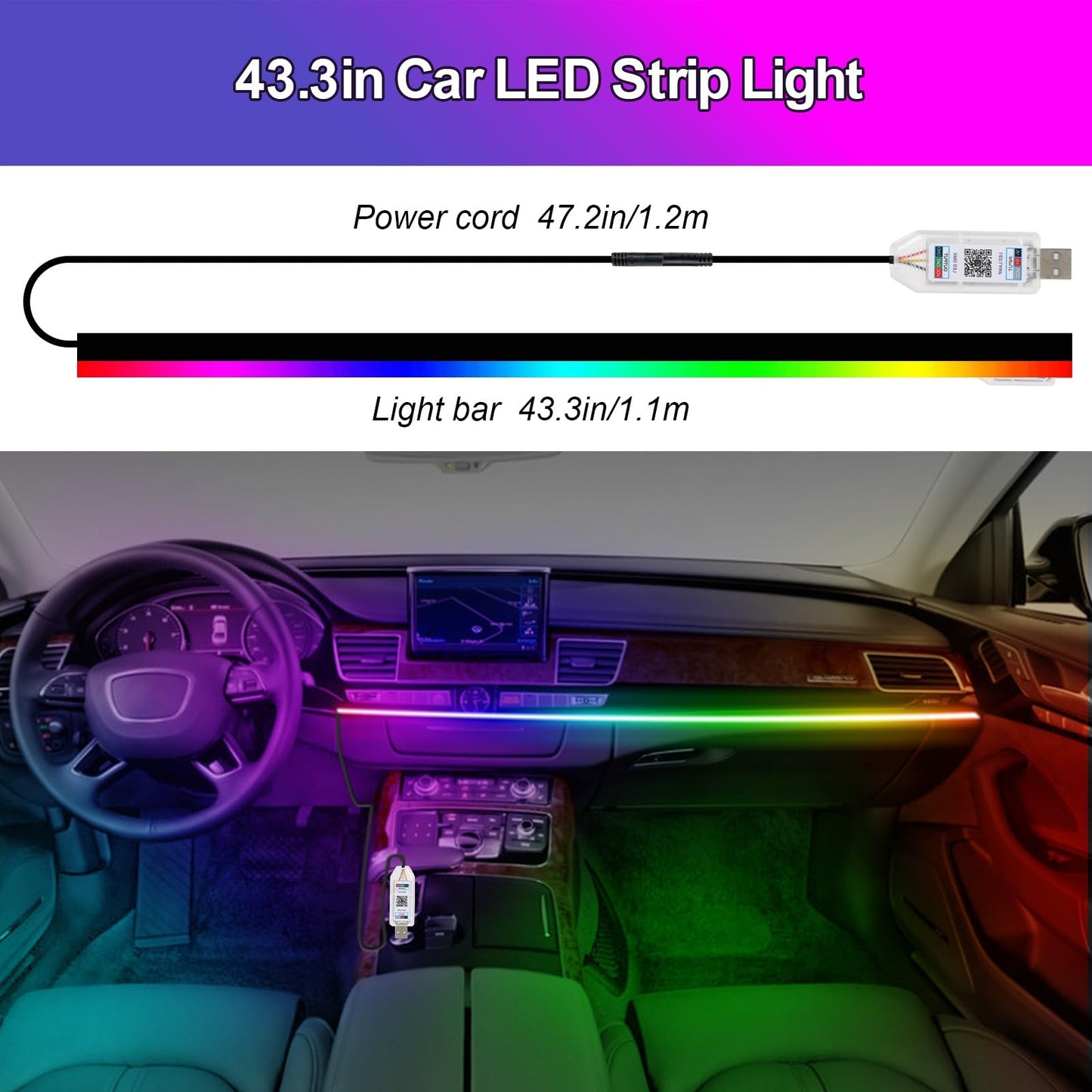 Acrylic Interior Car Lights, RGB Ambient Lighting LED Lights for Car