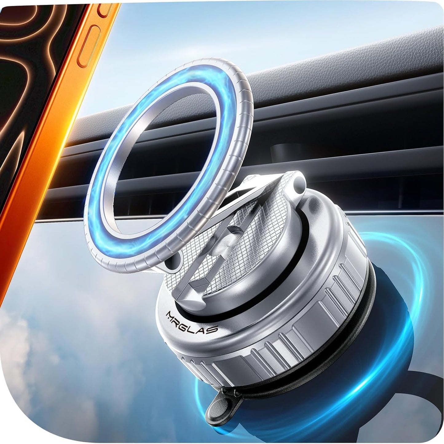 360° Magnetic Phone Mount with Strong Suction Adjustable Swivel Holder