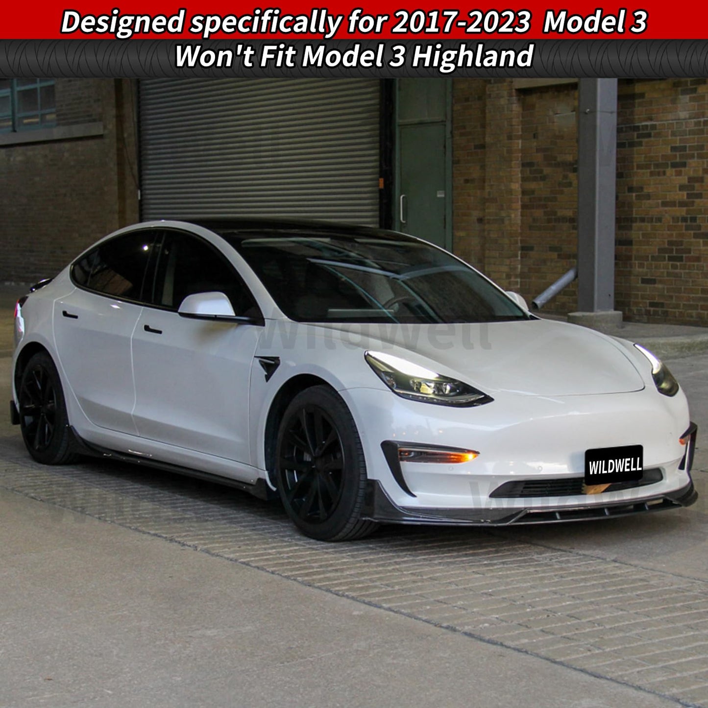 Full Body Kit with Spoiler Diffuser Front Lip & Side Skirts for Model 3 2017–2023