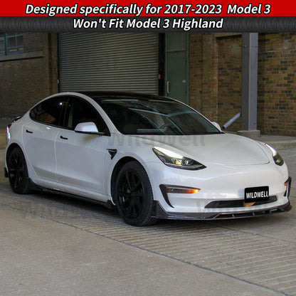 Full Body Kit with Spoiler Diffuser Front Lip & Side Skirts for Model 3 2017–2023
