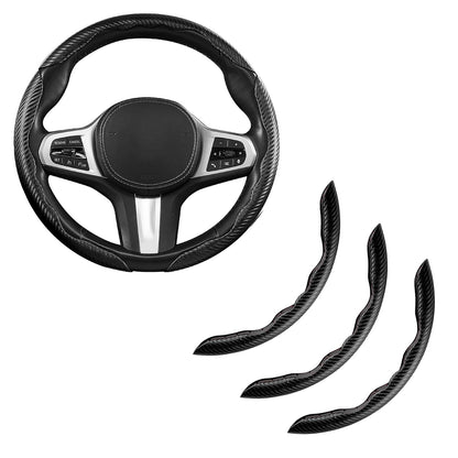 Carbon Fiber Steering Wheel Covers 3 Piece Clip on Steering Wheel Cover