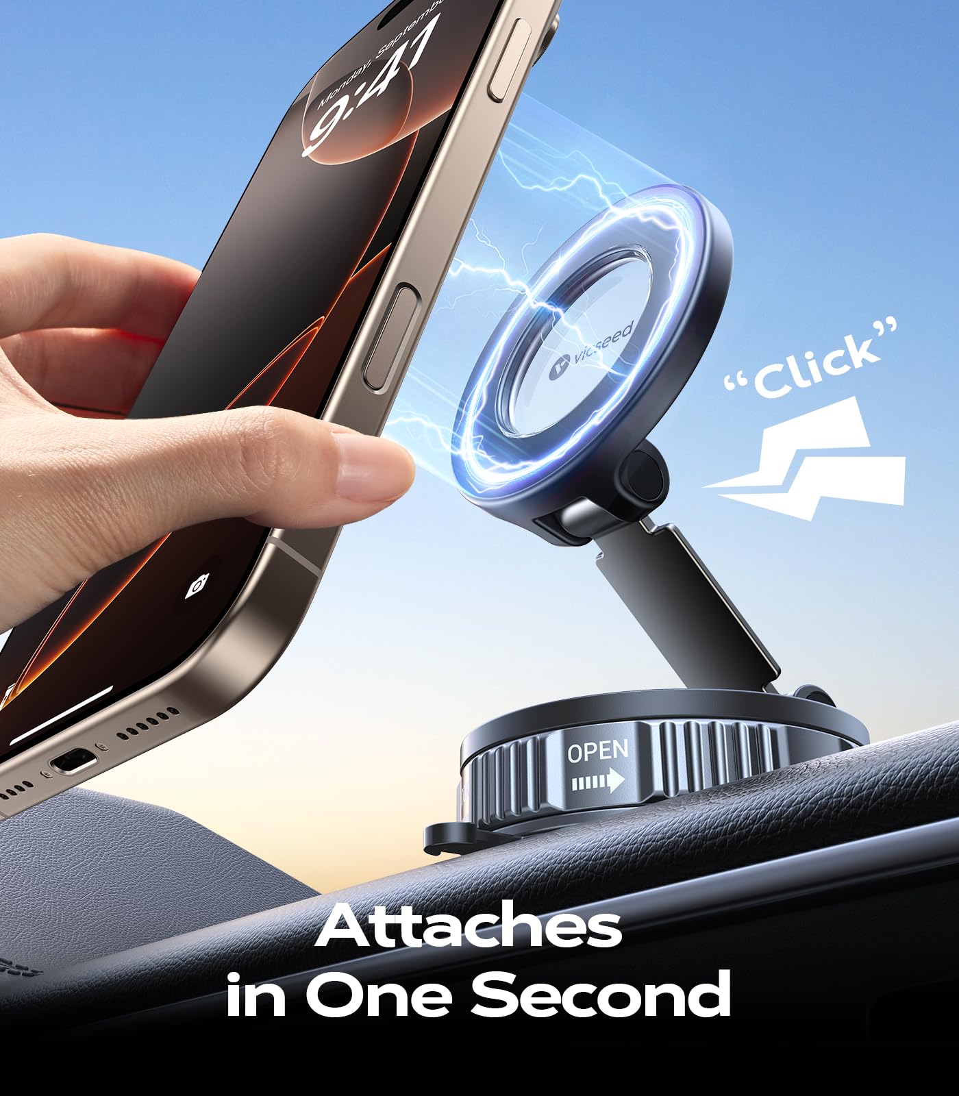 Magnetic Car Phone Mount with Strong Suction 360° Adjustable Holder