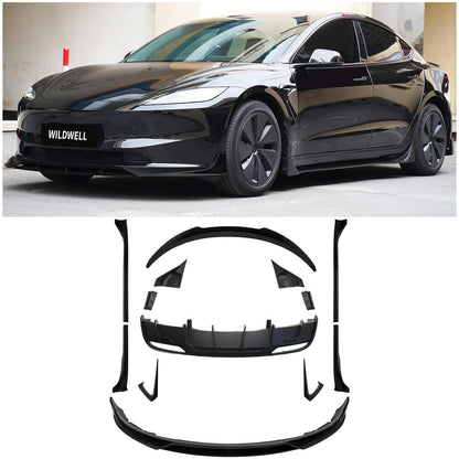 Full Body Kit with Spoiler Diffuser Front Lip & Side Skirts for Model 3 2017–2023