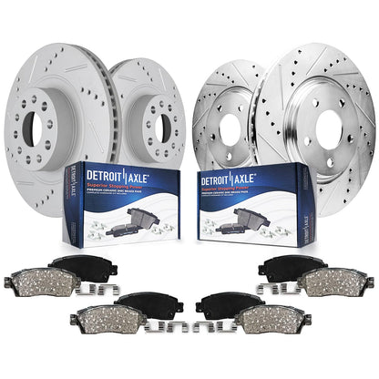 Front & Rear Brake Kit with Drilled Slotted Rotors & Ceramic Pads for Camaro V6 2010–2015