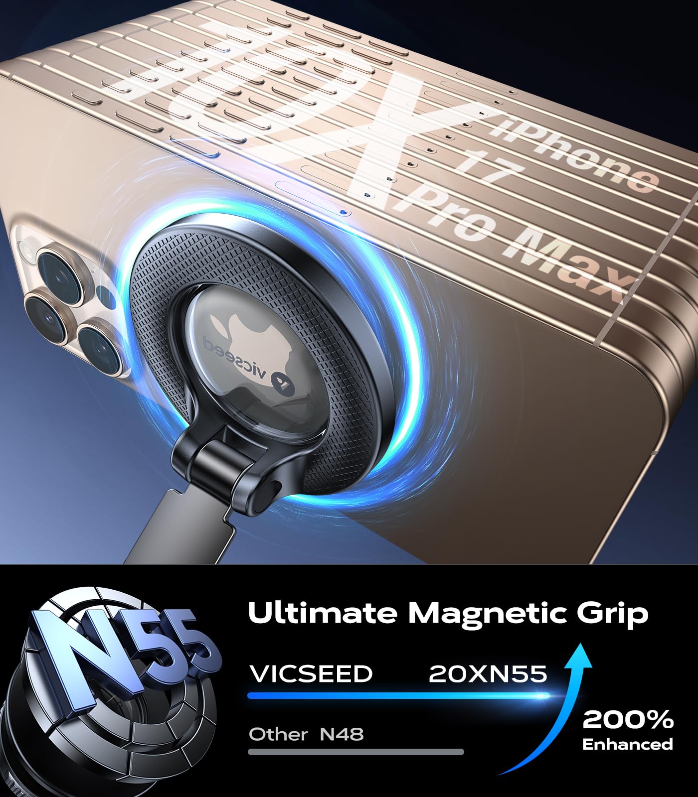 Magnetic Car Phone Mount with Strong Suction 360° Adjustable Holder