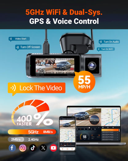 4-Channel 360° Dash Cam with WiFi GPS Night Vision & Parking Mode