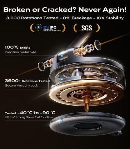 Magnetic Car Phone Mount with Strong Suction 360° Adjustable Holder