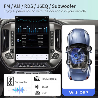 15.6" Touchscreen Car Stereo Head Unit with CarPlay Android Auto GPS for Silverado Sierra 2014–2019