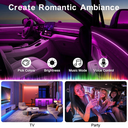 5 in 1 Interior Car LED Strip Lights APP Control