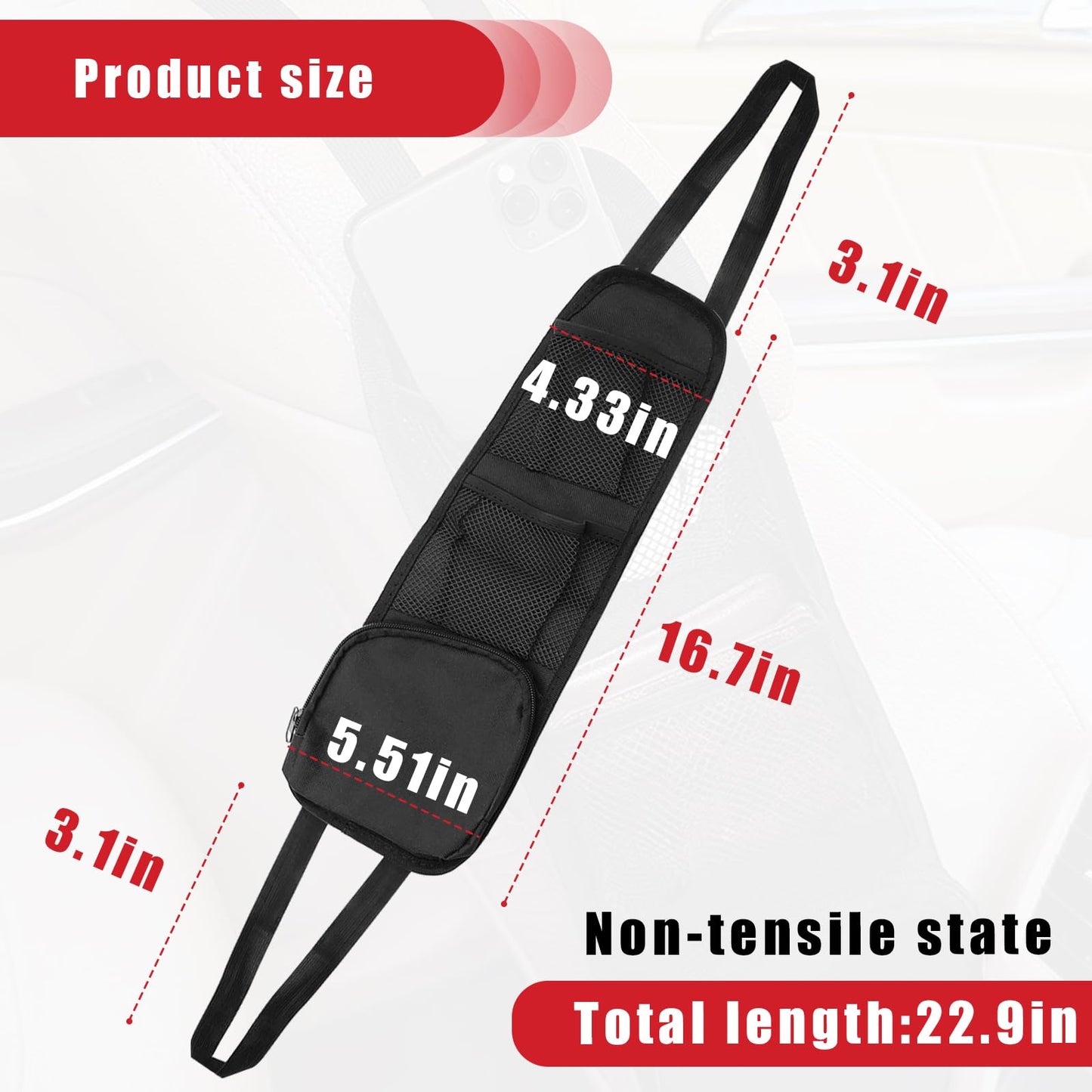 Multi-Pocket Car Seat Hanging Organizer Storage Bag for Phone Wallet Glasses