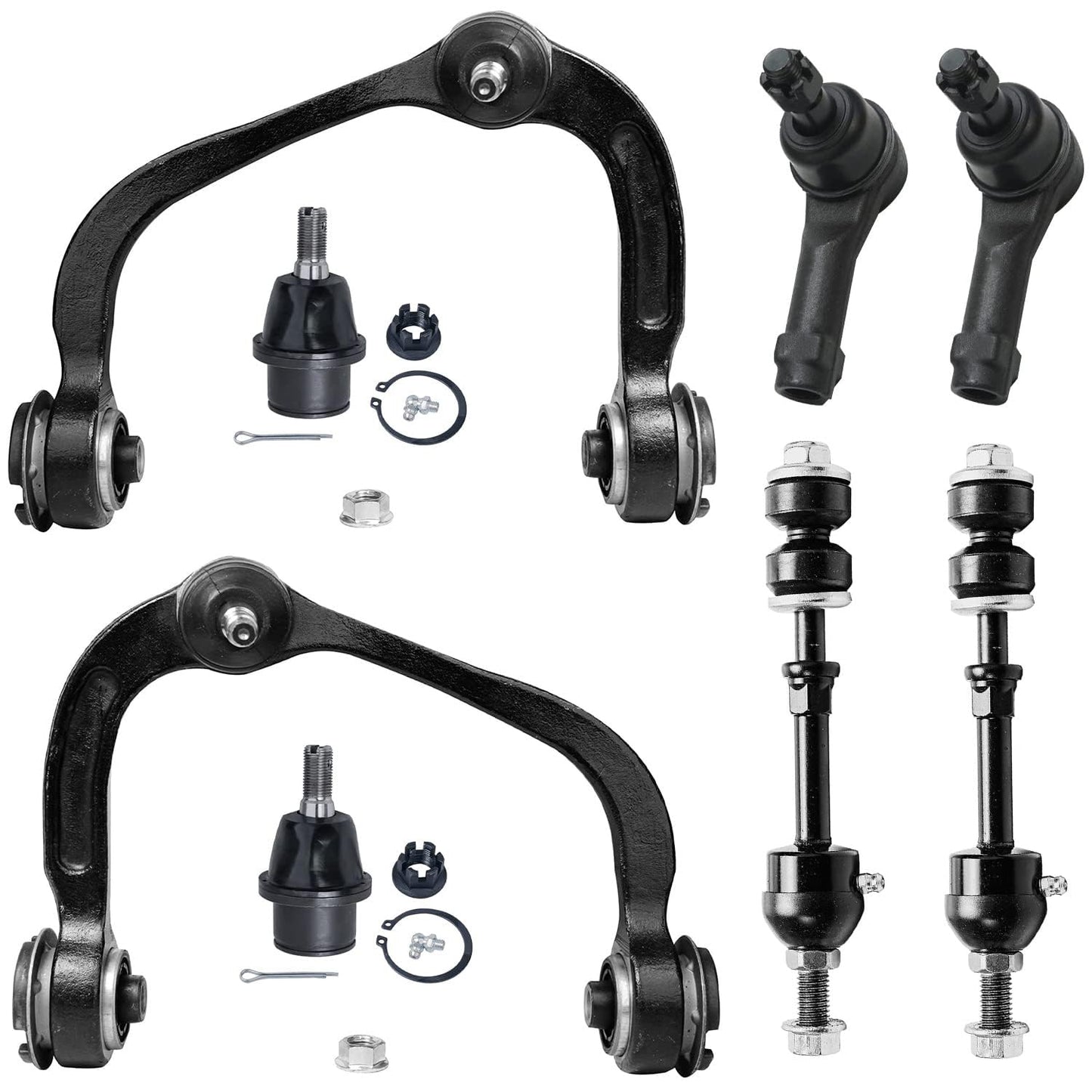 8-Piece Front Suspension Kit with Control Arms Ball Joints & Sway Bar Links for 2WD