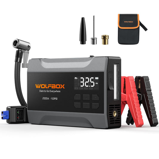 4000A Jump Starter with 160PSI Air Compressor 24000mAh Fast Charge Battery Booster