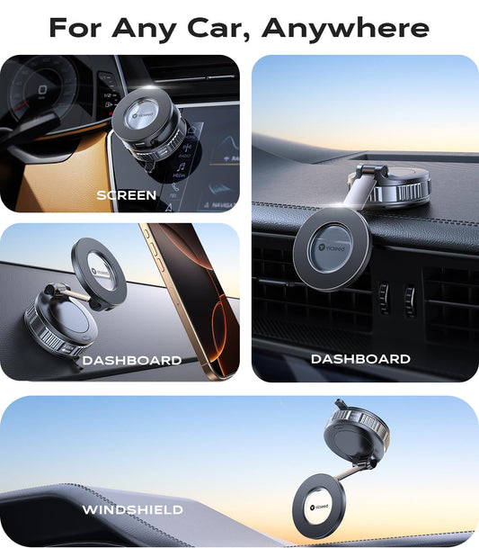 Magnetic Car Phone Mount with Strong Suction 360° Adjustable Holder