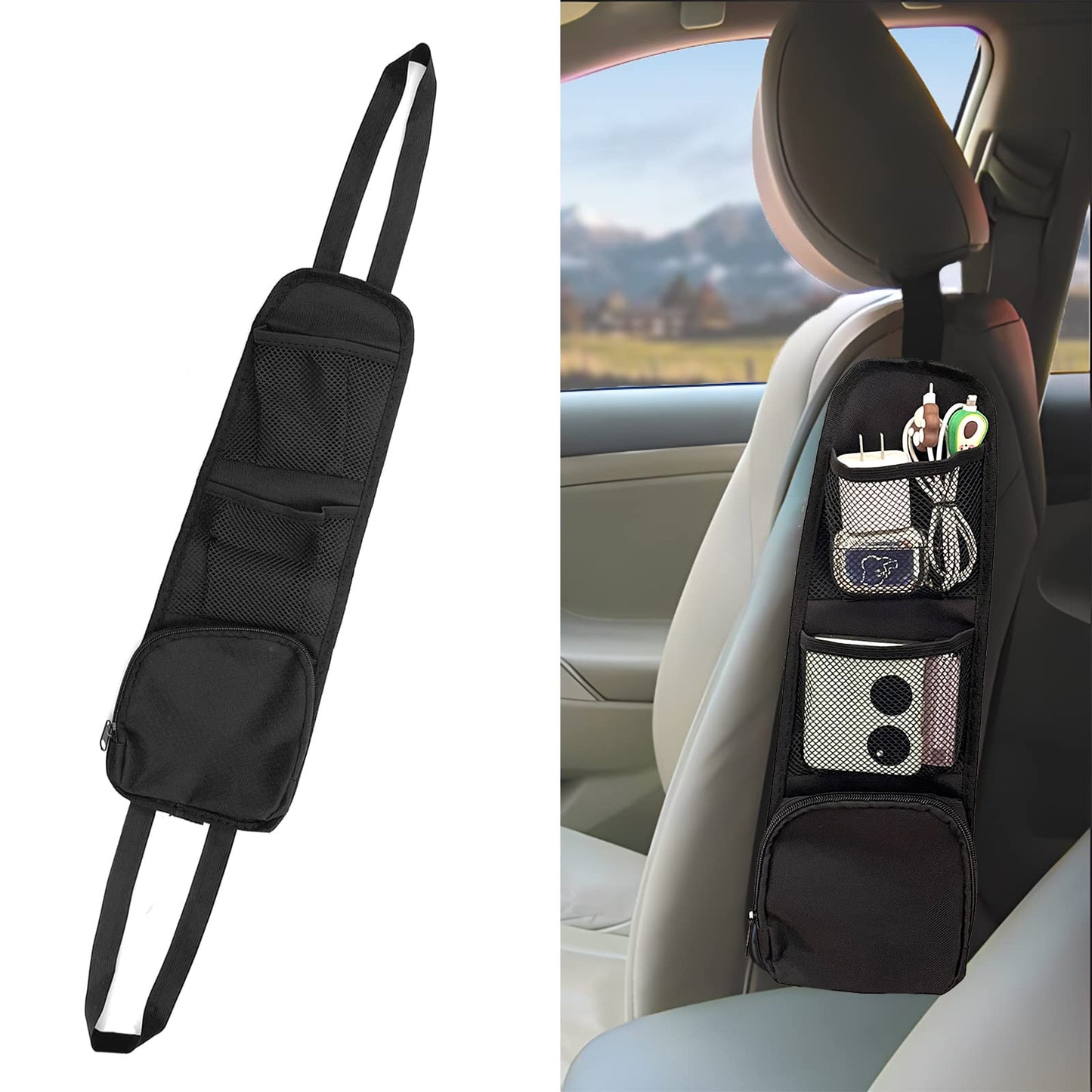 Multi-Pocket Car Seat Hanging Organizer Storage Bag for Phone Wallet Glasses