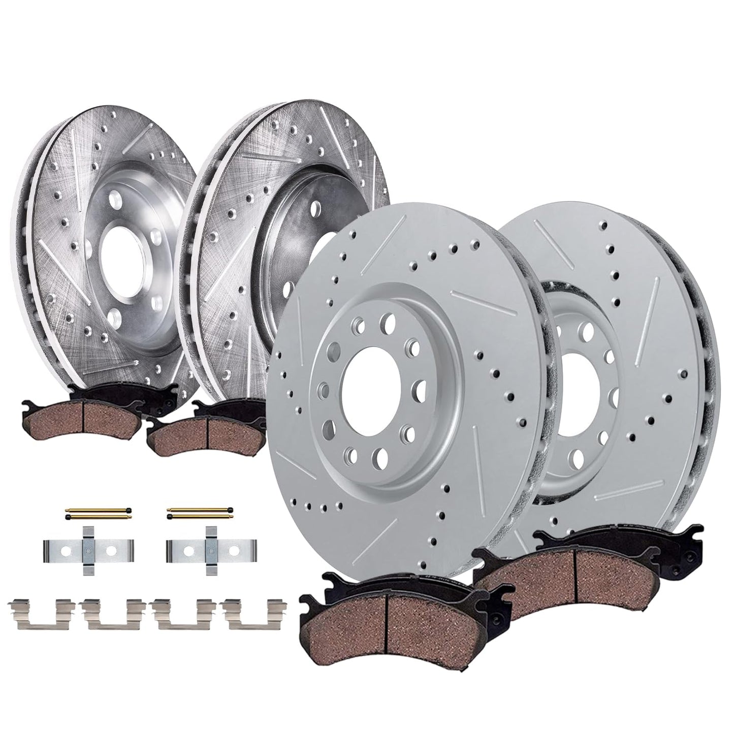 Front & Rear Brake Kit with Drilled Slotted Rotors & Ceramic Pads for Camaro V6 2010–2015