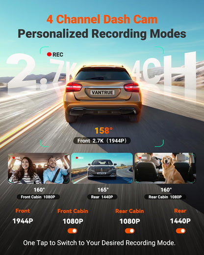 4-Channel 360° Dash Cam with WiFi GPS Night Vision & Parking Mode
