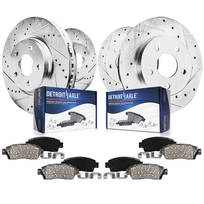 Front & Rear Brake Kit with Drilled Slotted Rotors & Ceramic Pads for Camaro V6 2010–2015