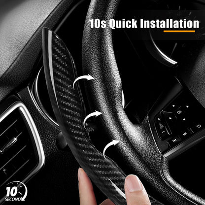 Carbon Fiber Steering Wheel Covers 3 Piece Clip on Steering Wheel Cover