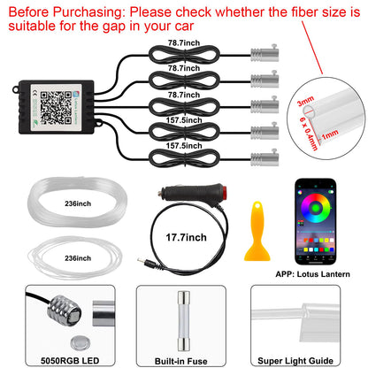 5 in 1 Interior Car LED Strip Lights APP Control