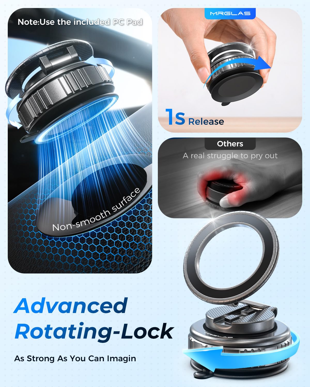360° Magnetic Phone Mount with Strong Suction Adjustable Swivel Holder