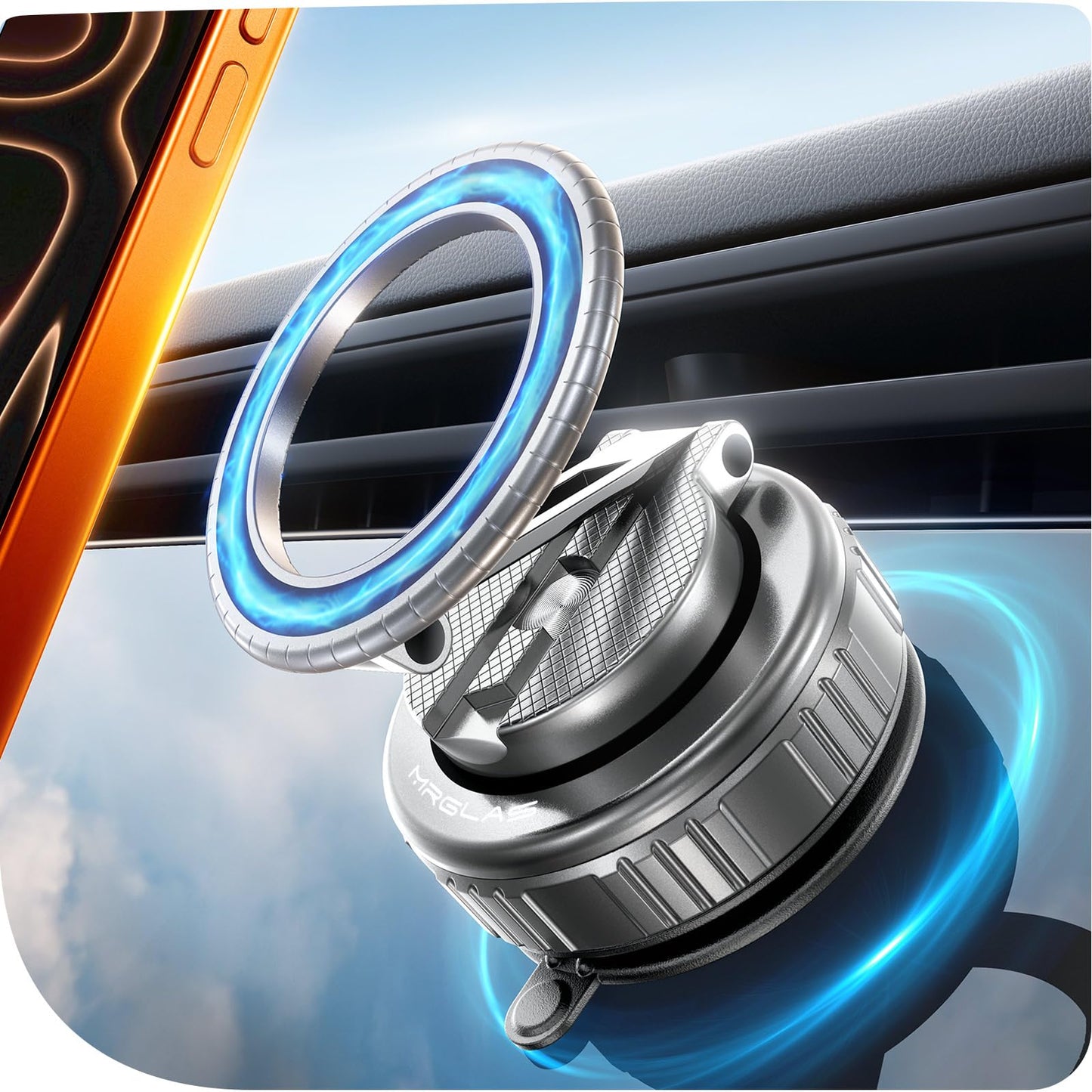 360° Magnetic Phone Mount with Strong Suction Adjustable Swivel Holder
