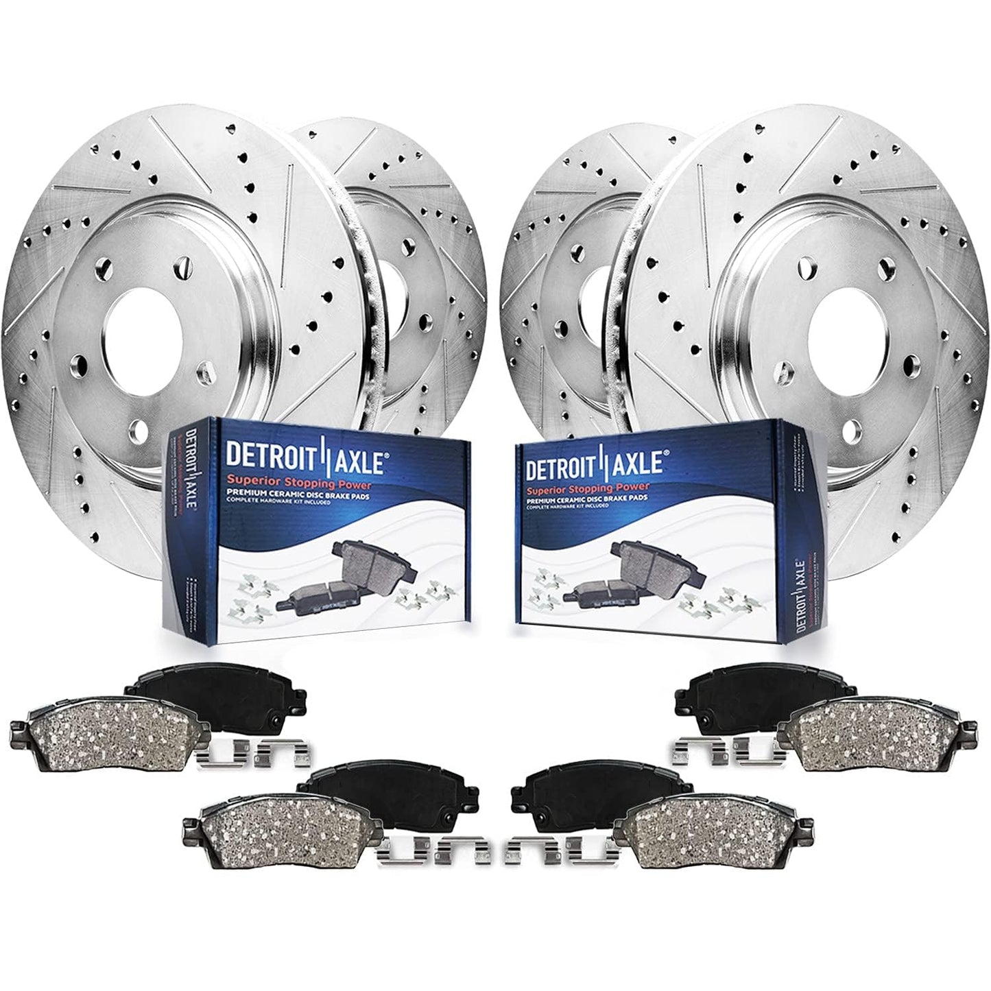 Front & Rear Brake Kit with Drilled Slotted Rotors & Ceramic Pads for Camaro V6 2010–2015