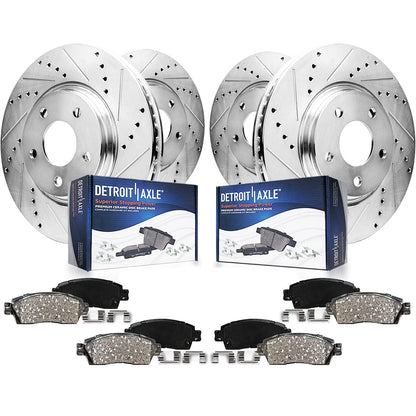 Front & Rear Brake Kit with Drilled Slotted Rotors & Ceramic Pads for Camaro V6 2010–2015