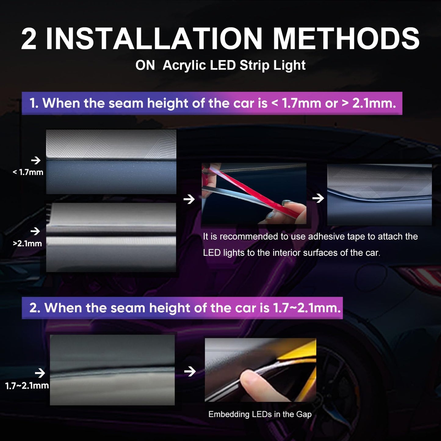 Acrylic Interior Car Lights, RGB Ambient Lighting LED Lights for Car