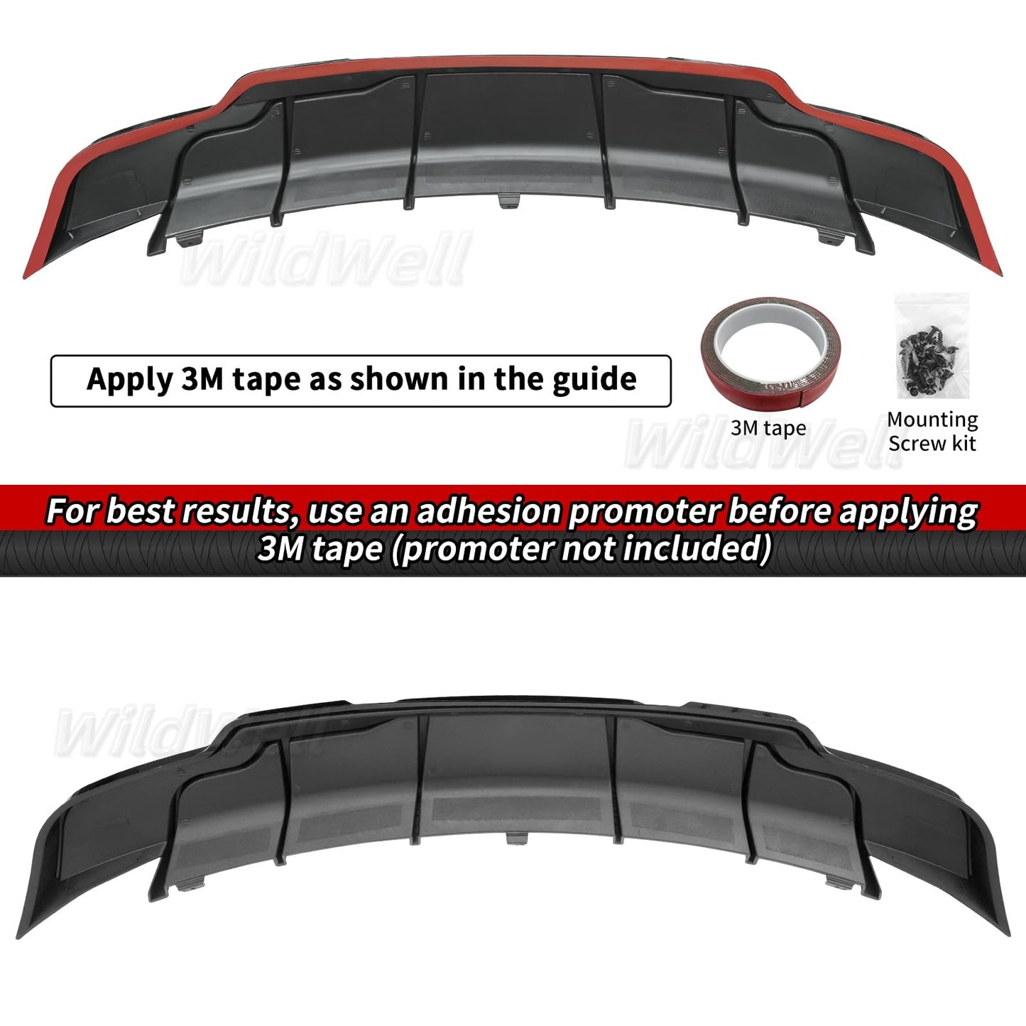 Full Body Kit with Spoiler Diffuser Front Lip & Side Skirts for Model 3 2017–2023