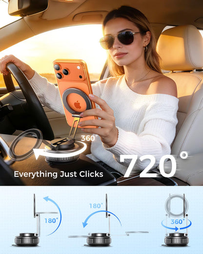 360° Magnetic Phone Mount with Strong Suction Adjustable Swivel Holder