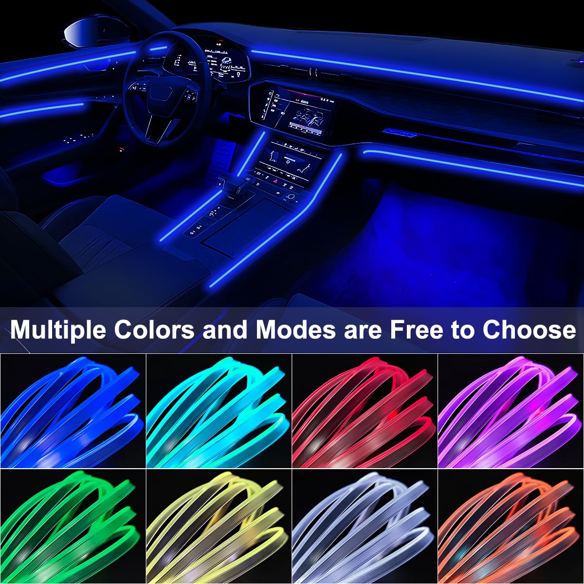 5 in 1 Interior Car LED Strip Lights APP Control