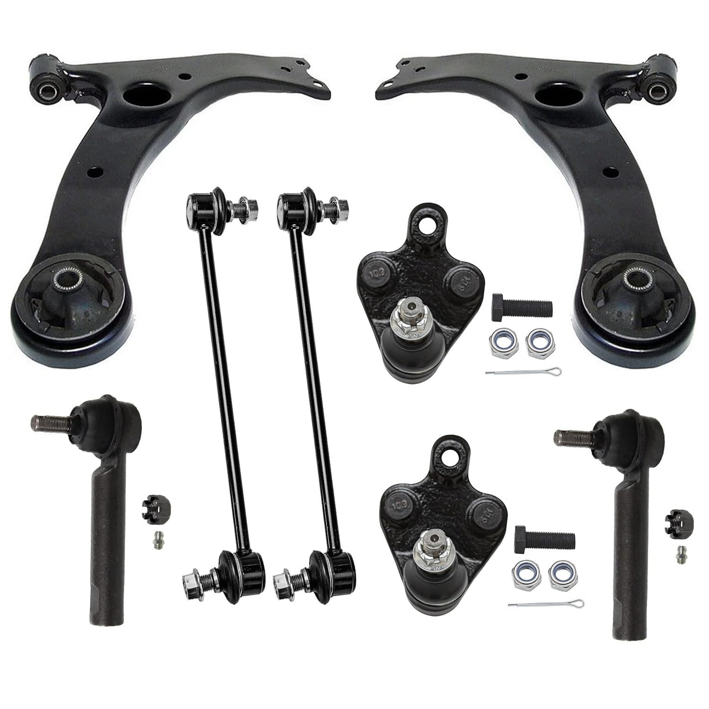 8-Piece Front Suspension Kit with Control Arms Ball Joints & Sway Bar Links for 2WD